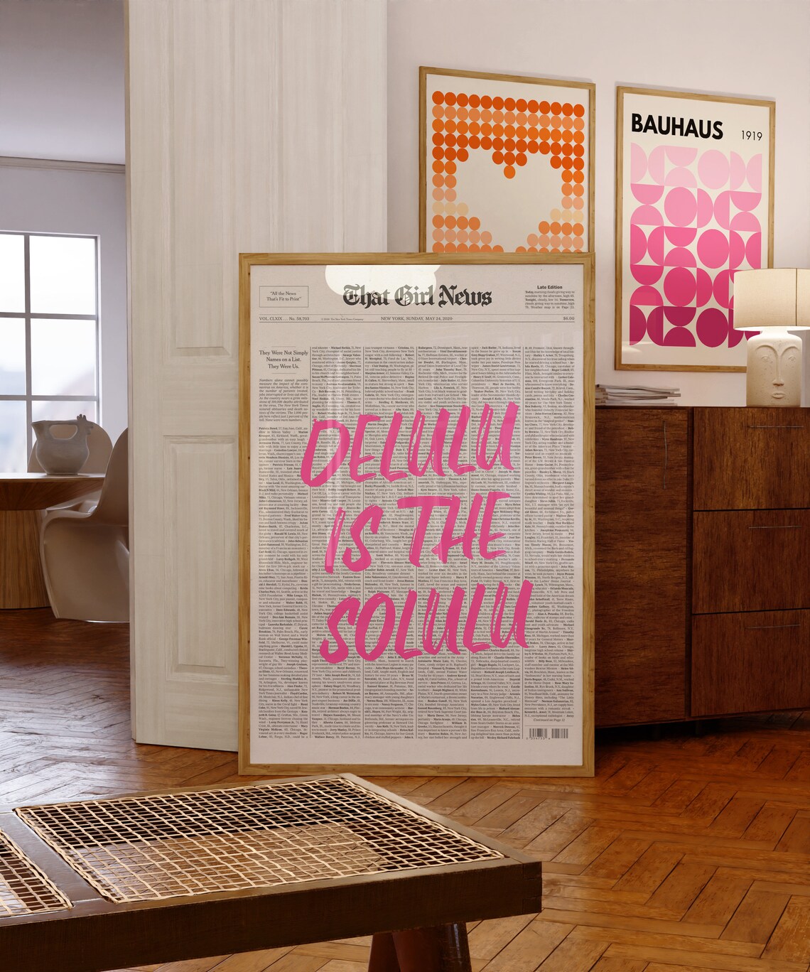 Delulu Is The Solulu Pink Graffiti Newspaper That Girl News Poster - Image 3