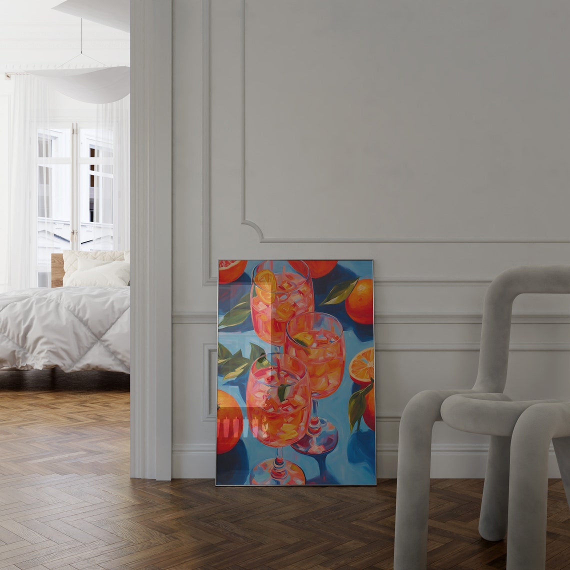 Aperol Spritz Cocktail Painting Orange Blue Summer Decor Poster - Image 4