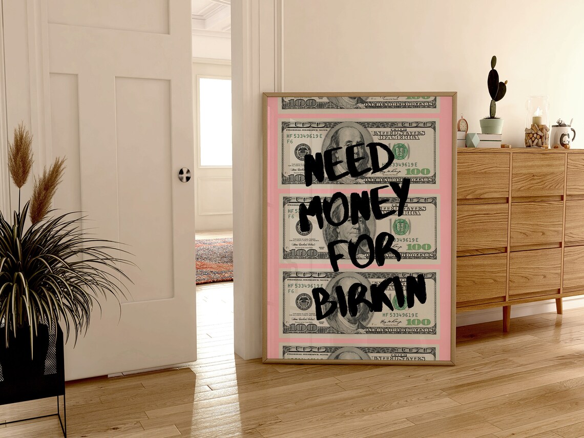 Pink Graffiti Money Poster Print, Preppy Room Decor - Image 3