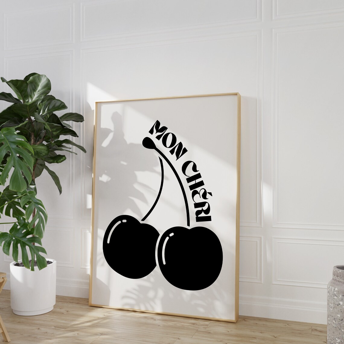 Mon Cheri Retro Cherry Art Print, Neutral Decor - Image 3