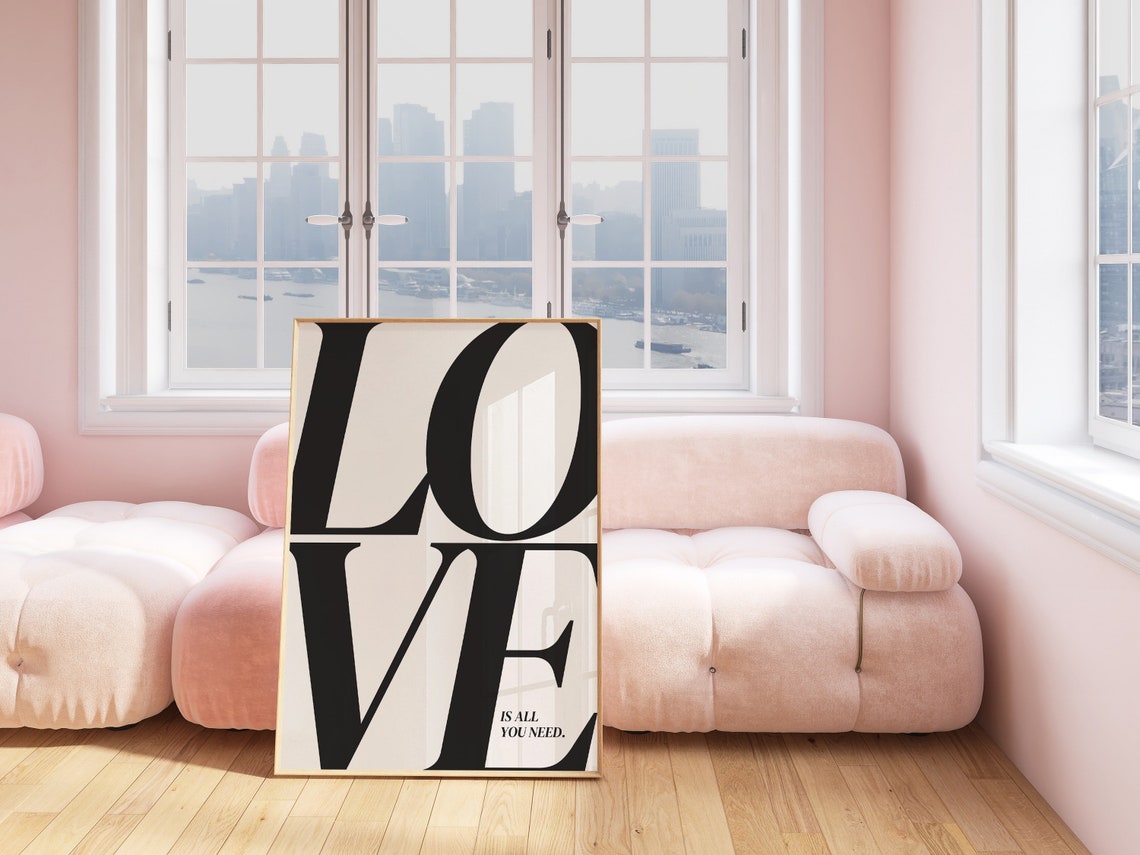 Love Is All You Need Giant Black Serif Lettering Typography Poster - Image 2