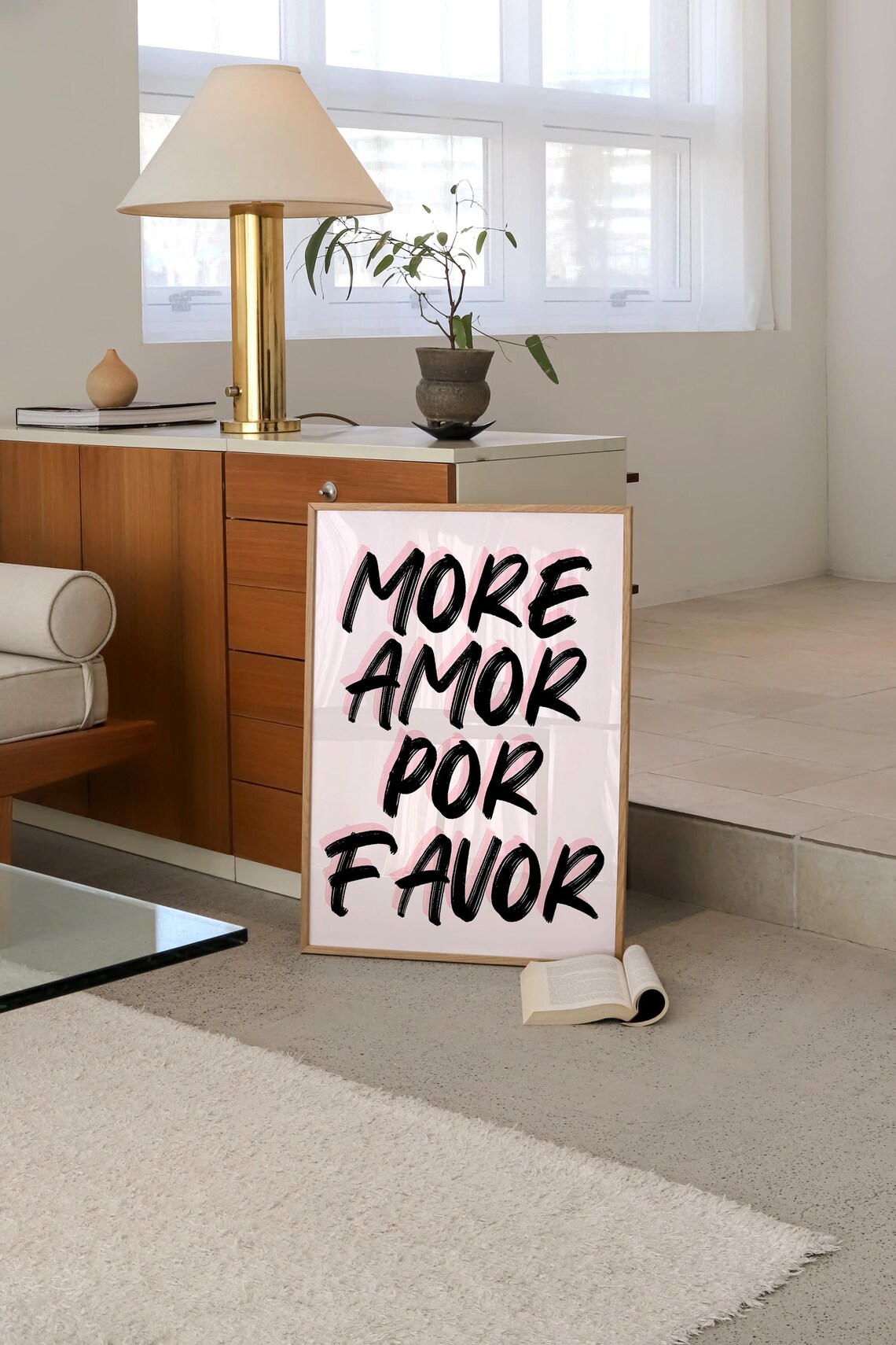More Amor Por Favor Black Brush Lettering Pink Girly Quote Poster - Image 4