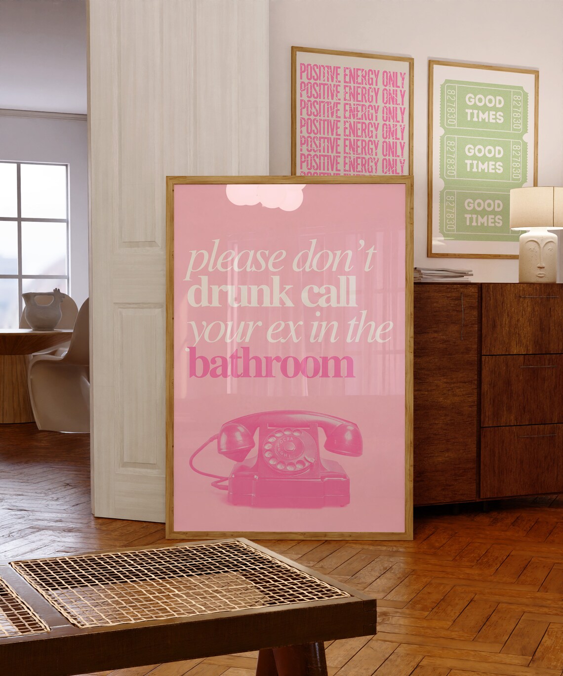 Drunk Call Ex Retro Bathroom Humor Art Print - Image 3