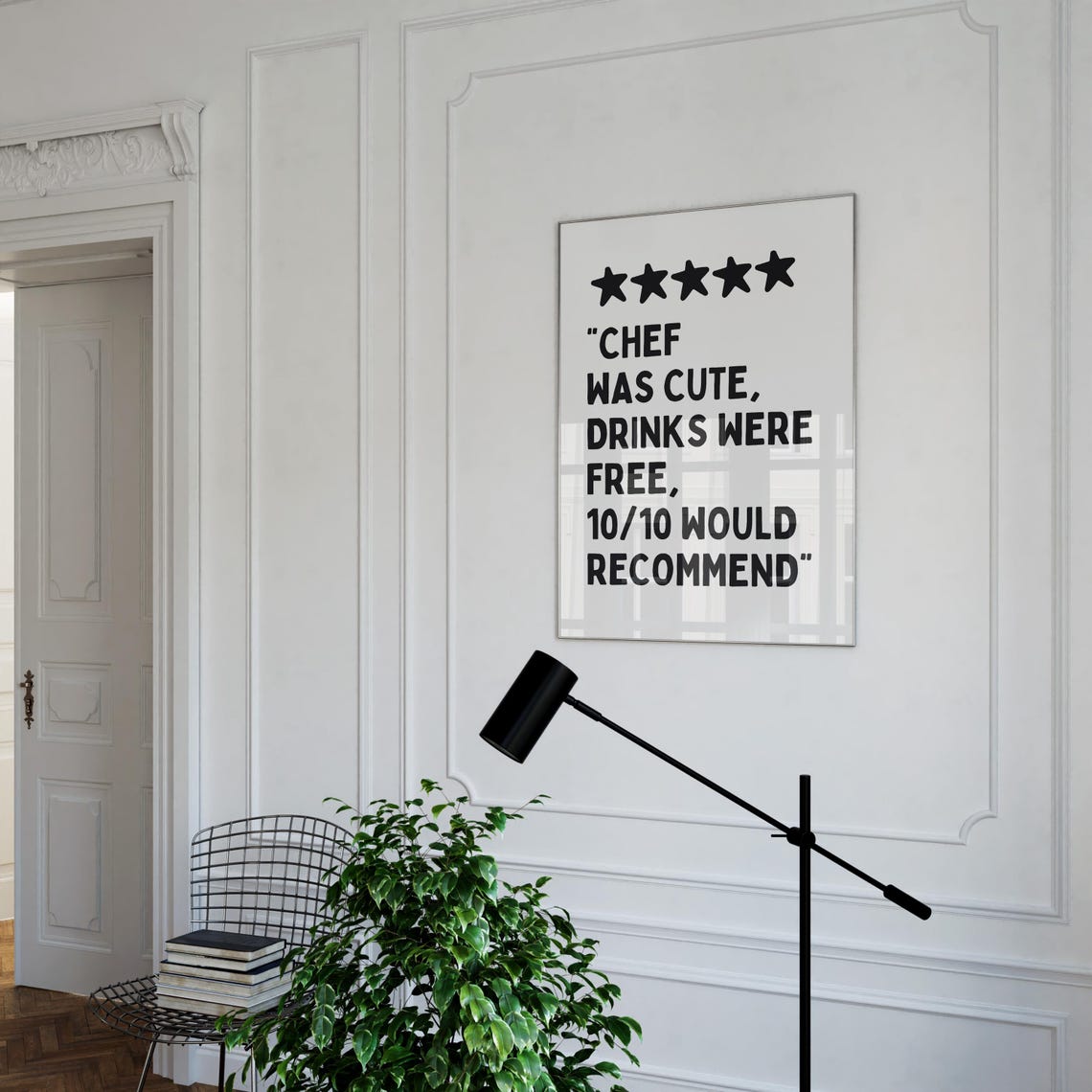 Chef Was Cute Drinks Were Free Funny Kitchen Quote Review Poster - Image 4
