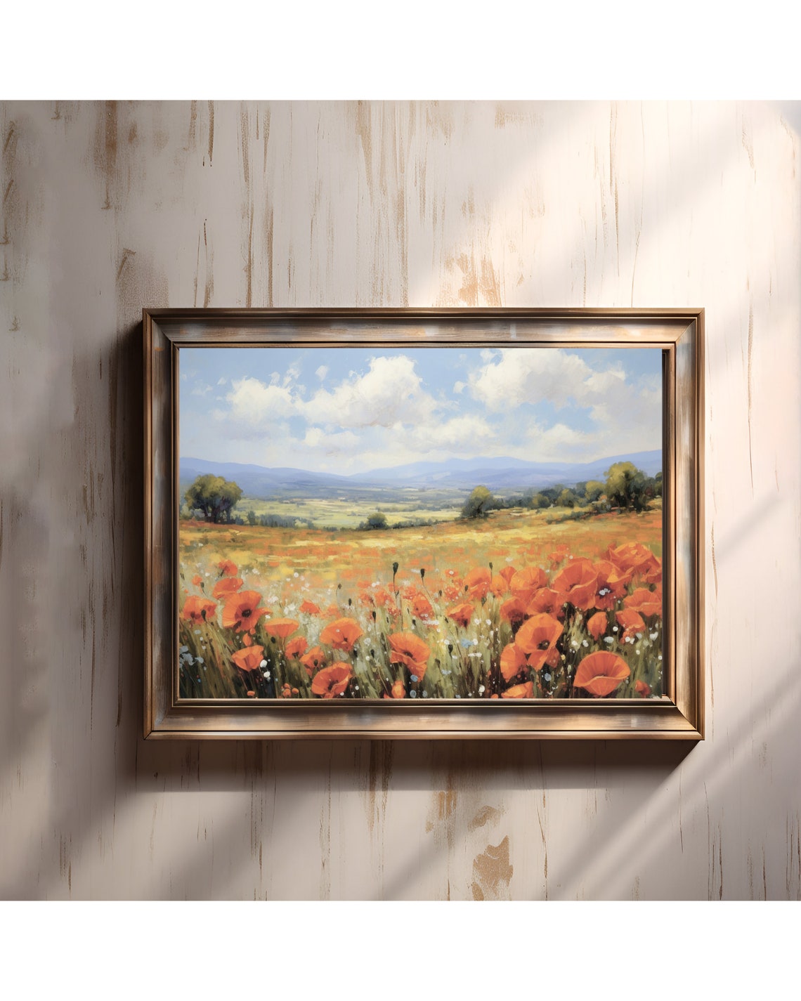 Vivid Orange Poppy Field in Full Bloom Under a Summer Sky Poster