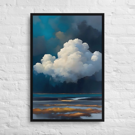 Bidtheewell Approaching Land Wall Art Print Abstract Cloud Gold Framed Large Gallery Ready To Hang New House Gift Office Water Decor