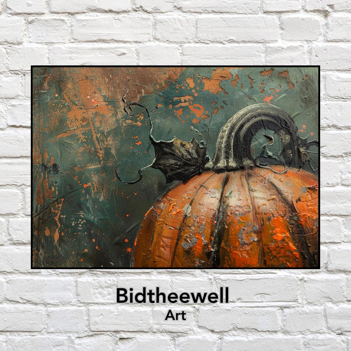 Bidtheewell Halloween Pumpkin Print Moody Wall Decor Fall Art Autumn