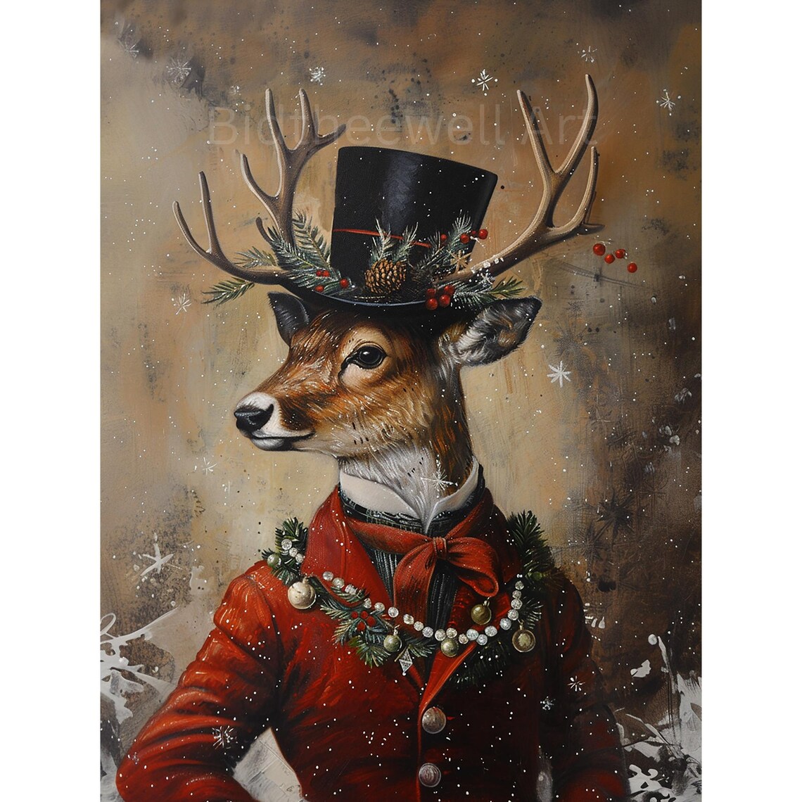 Dapper Deer Christmas Wall Decor Art Print - Image 2