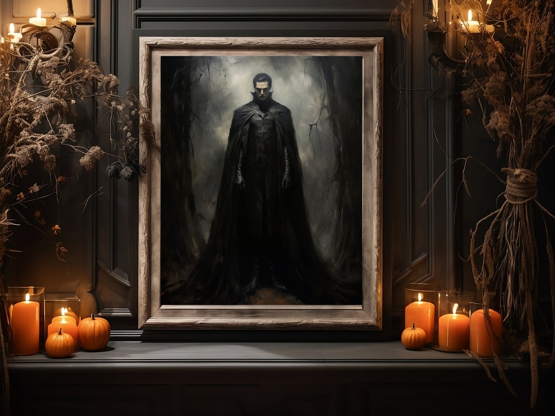 Vampire Print Halloween Wall Decor Trendy Fall Art Gift Luxury Spooky Season Gothic