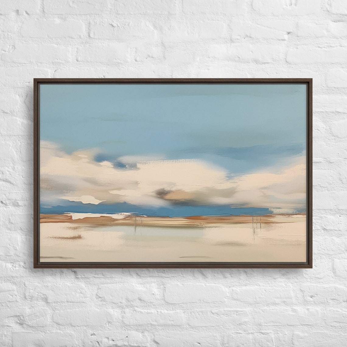 Soft Blue Horizon Abstract Coastal Landscape Painting Poster