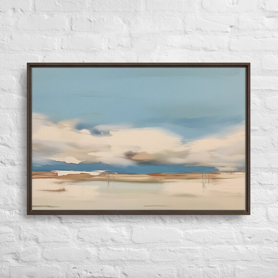 Soft Blue Horizon Abstract Coastal Landscape Painting Poster