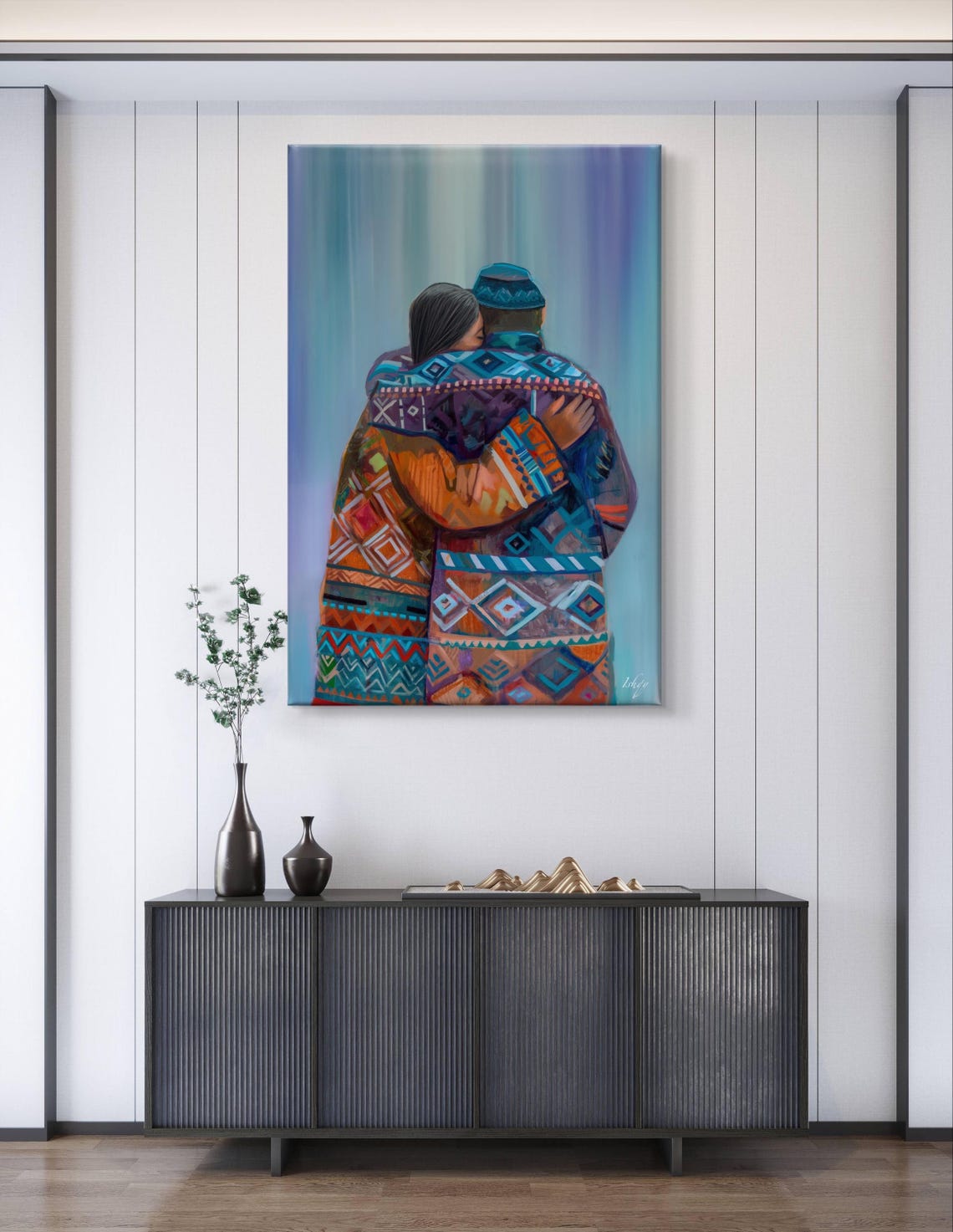 Sami Couple Northern Lights Arctic Winter Embrace Night Poster - Image 4