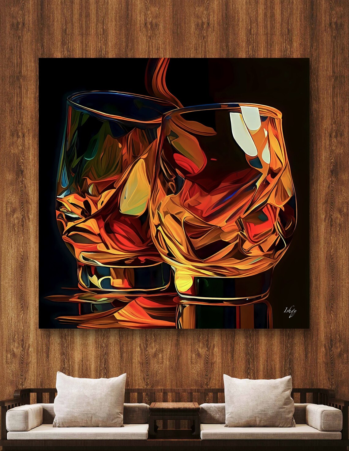 Abstract Whiskey Glasses Art Print, Home Decor - Image 6