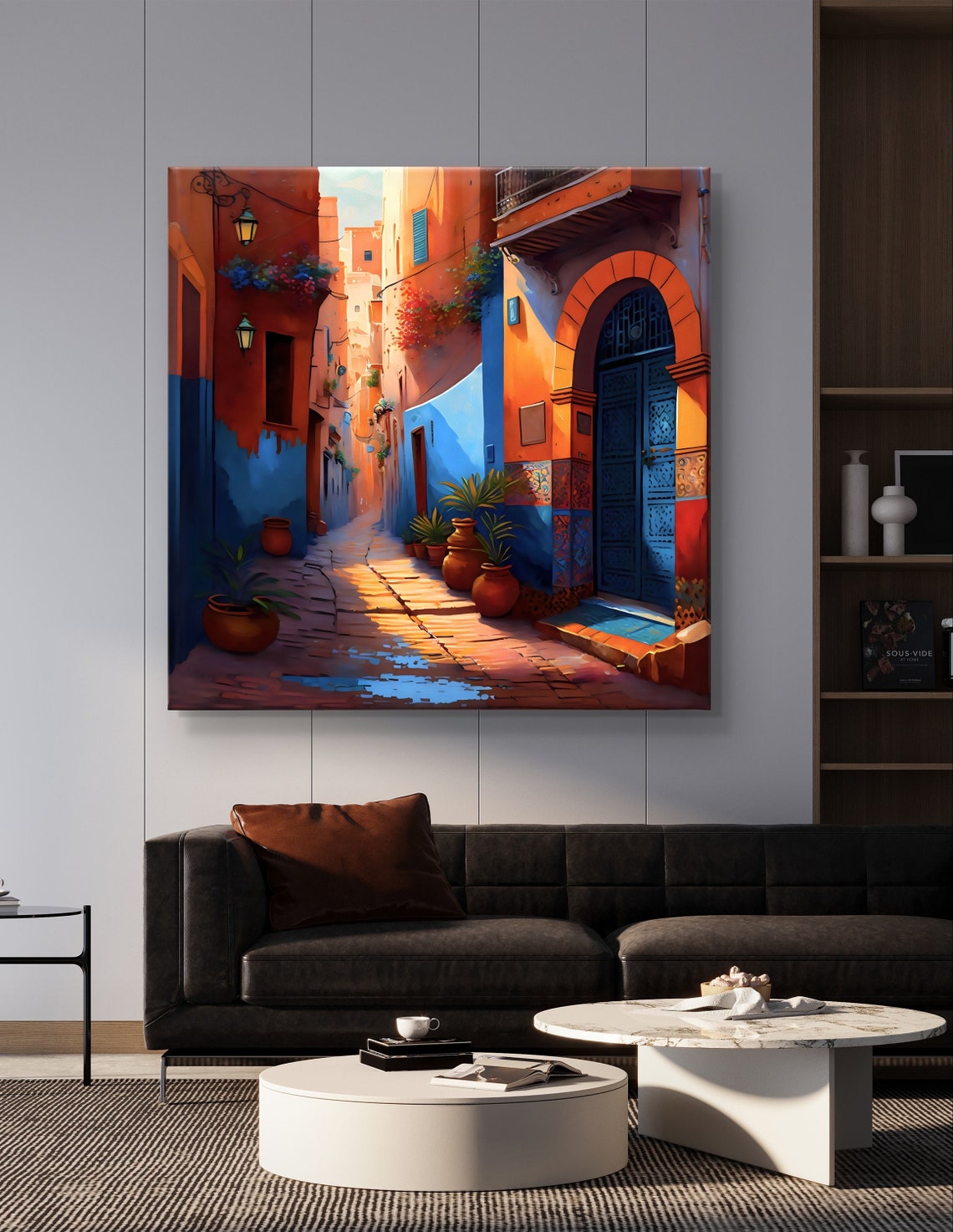 Moroccan Medina Alley With Blue Doors and Lanterns Travel Poster - Image 5