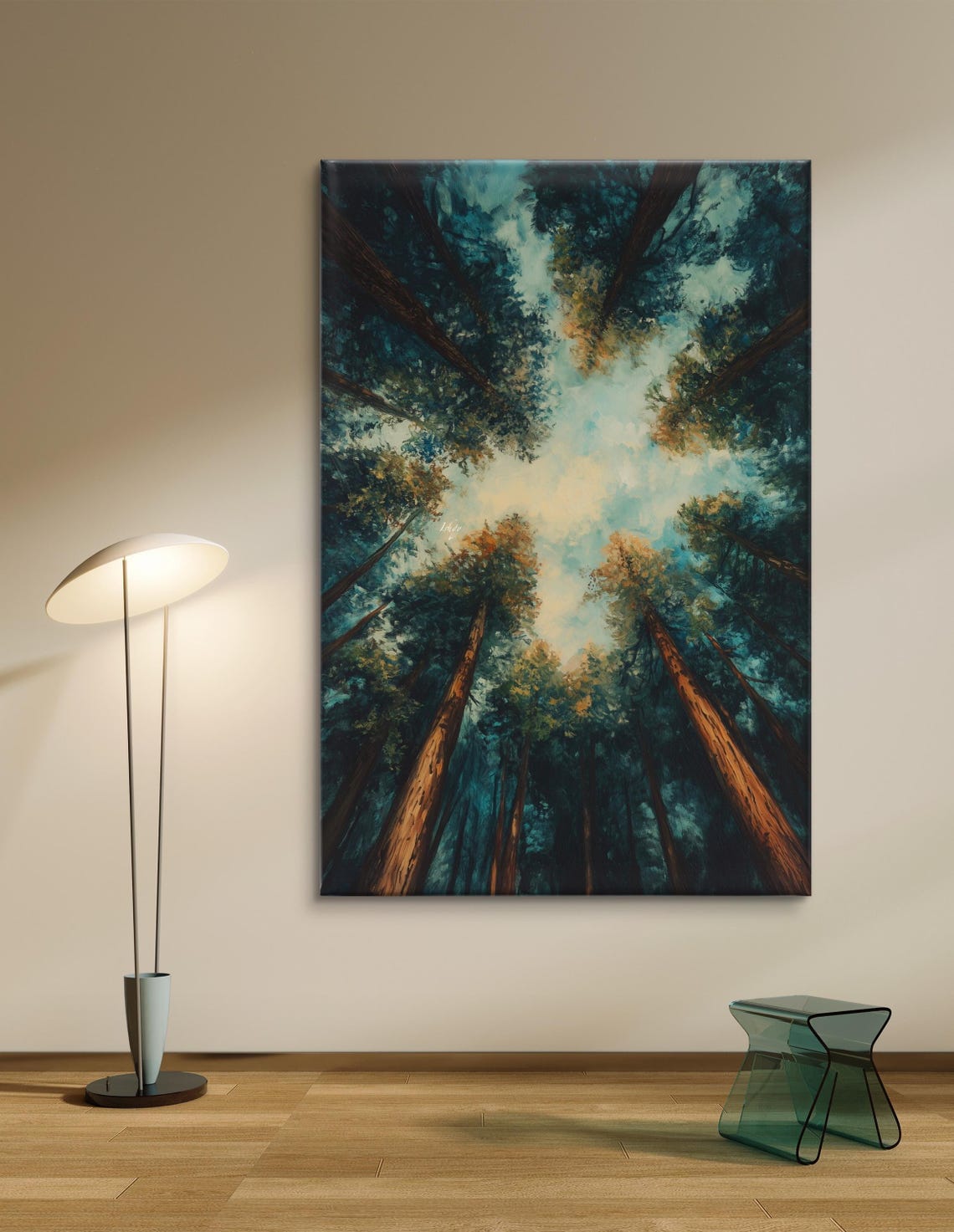 Towering Redwoods Looking Up Golden Light Canopy View Poster - Image 6