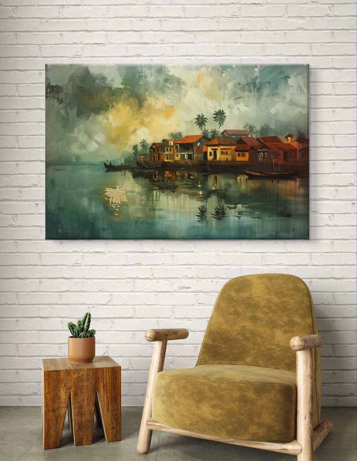 Kochi Kerala Twilight Fishing Village Reflection Wall Decor Art Poster - Image 5