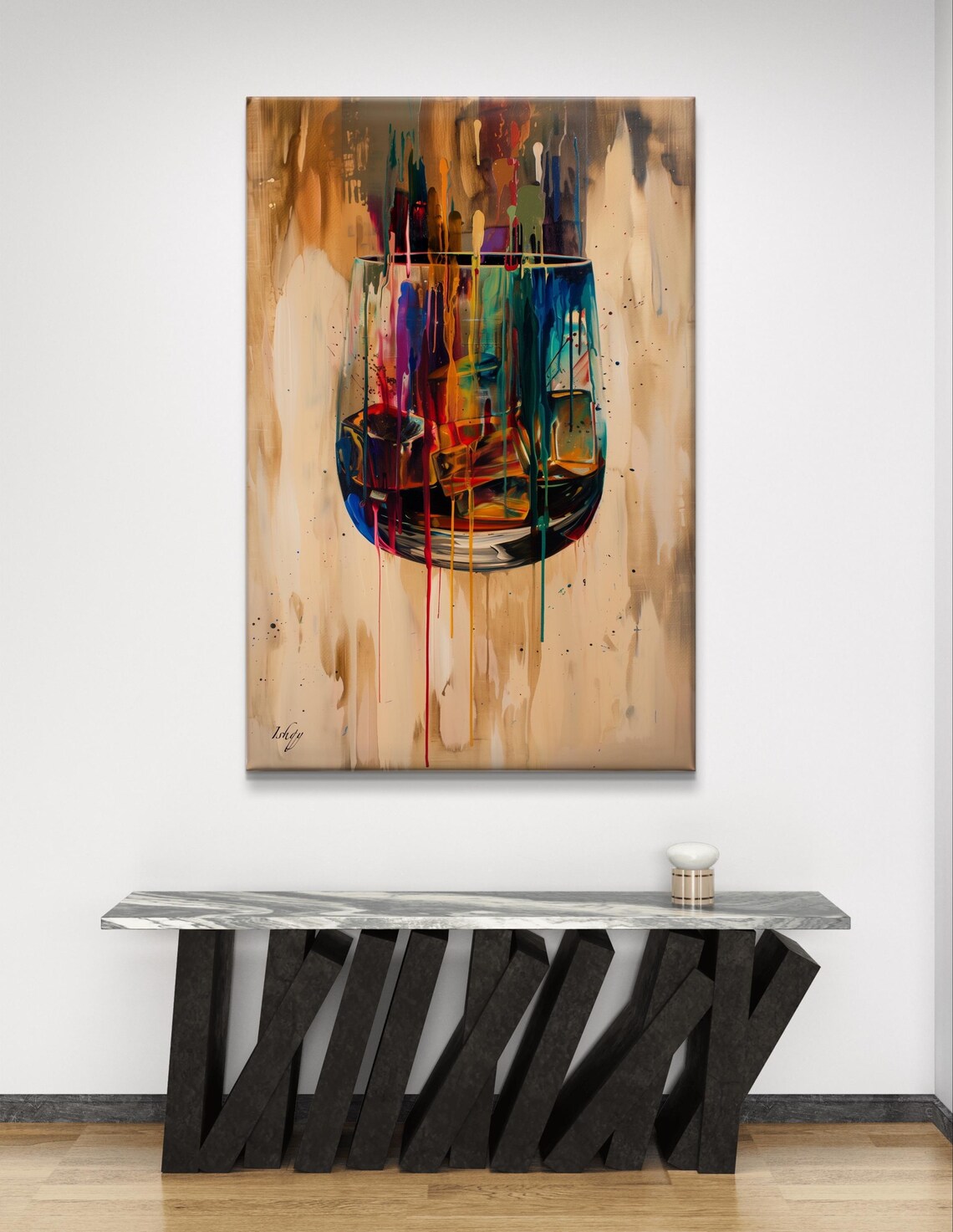 Abstract Whiskey Glass Vibrant Color Drip Modern Bar Art Poster - Image 6
