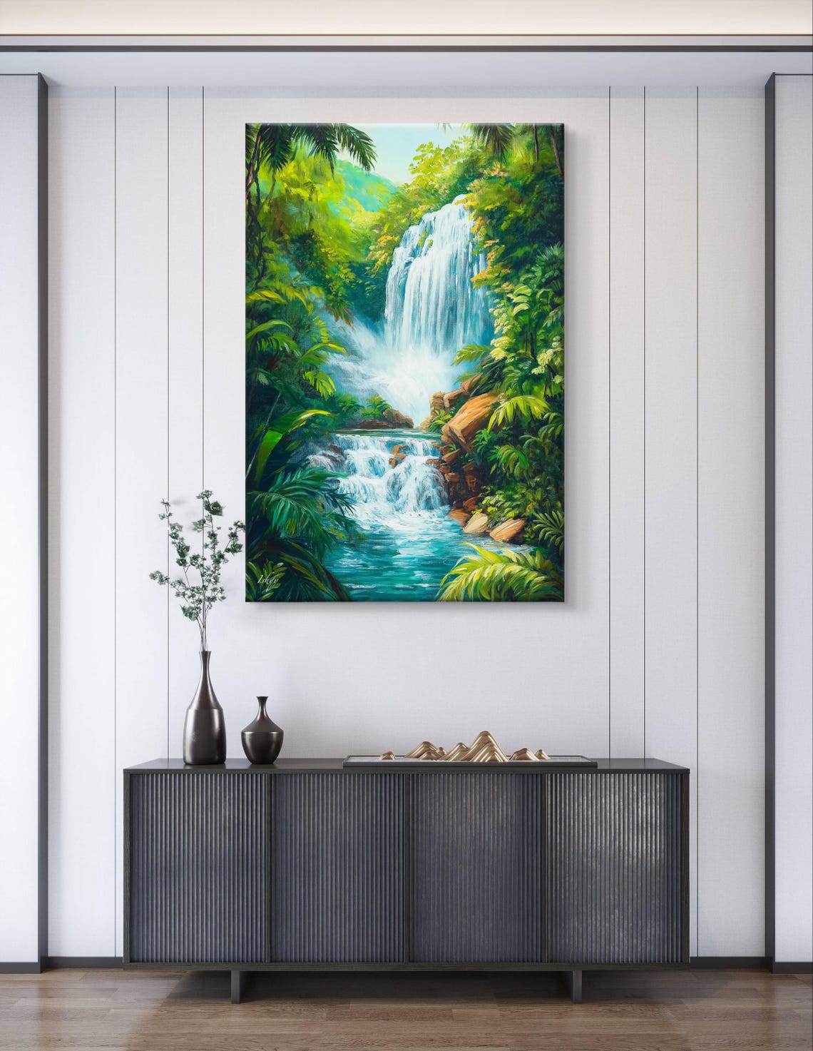 El Yunque Waterfall Tall Cascade in Puerto Rico Rainforest Poster - Image 5