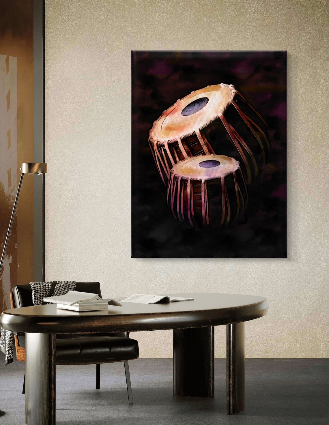 Indian Tabla Drums Still Life Painting on Dark Moody Background Poster - Image 6
