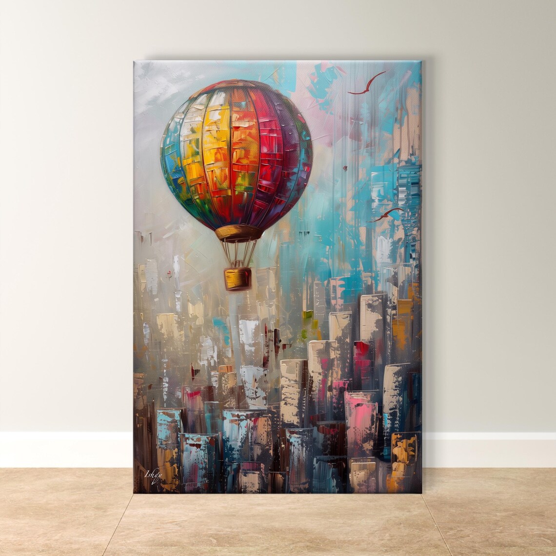 Hot Air Balloon Art Framed Venice Wall Decor Colorful Balloon Print Vibrant Cityscape Art Travel Wall Art Italian Living Room Decor