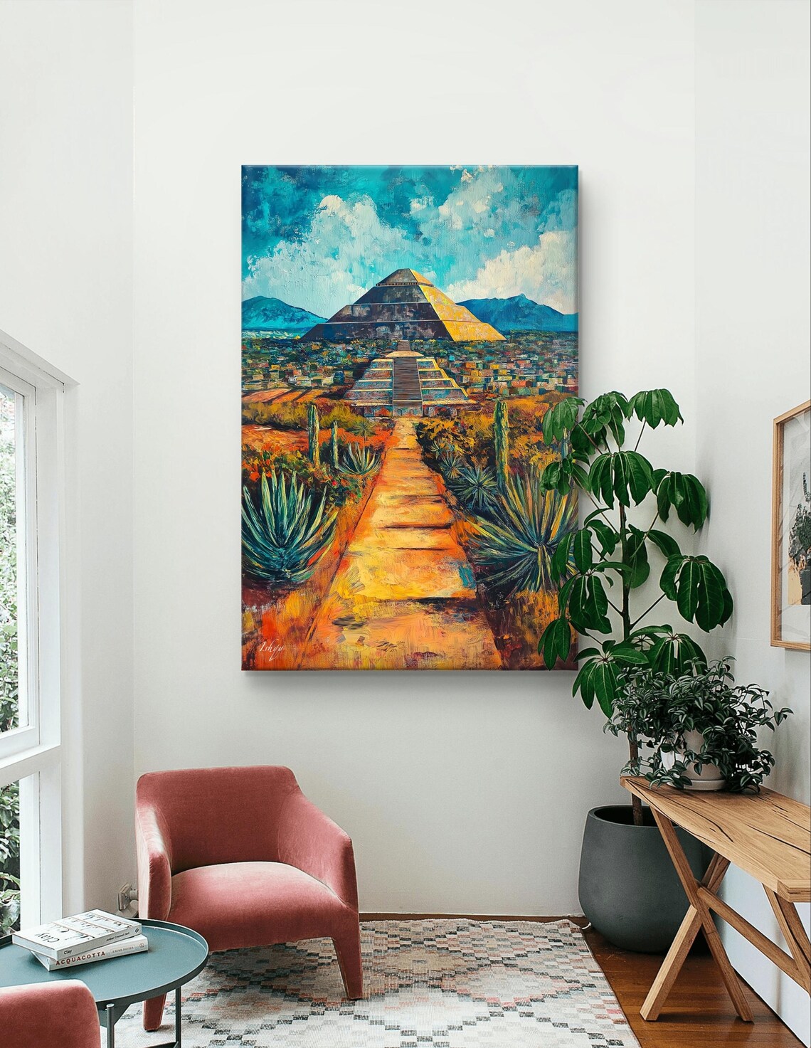 Teotihuacan Pyramid of the Sun Ancient Mexican Ruins Golden Sky Poster - Image 6