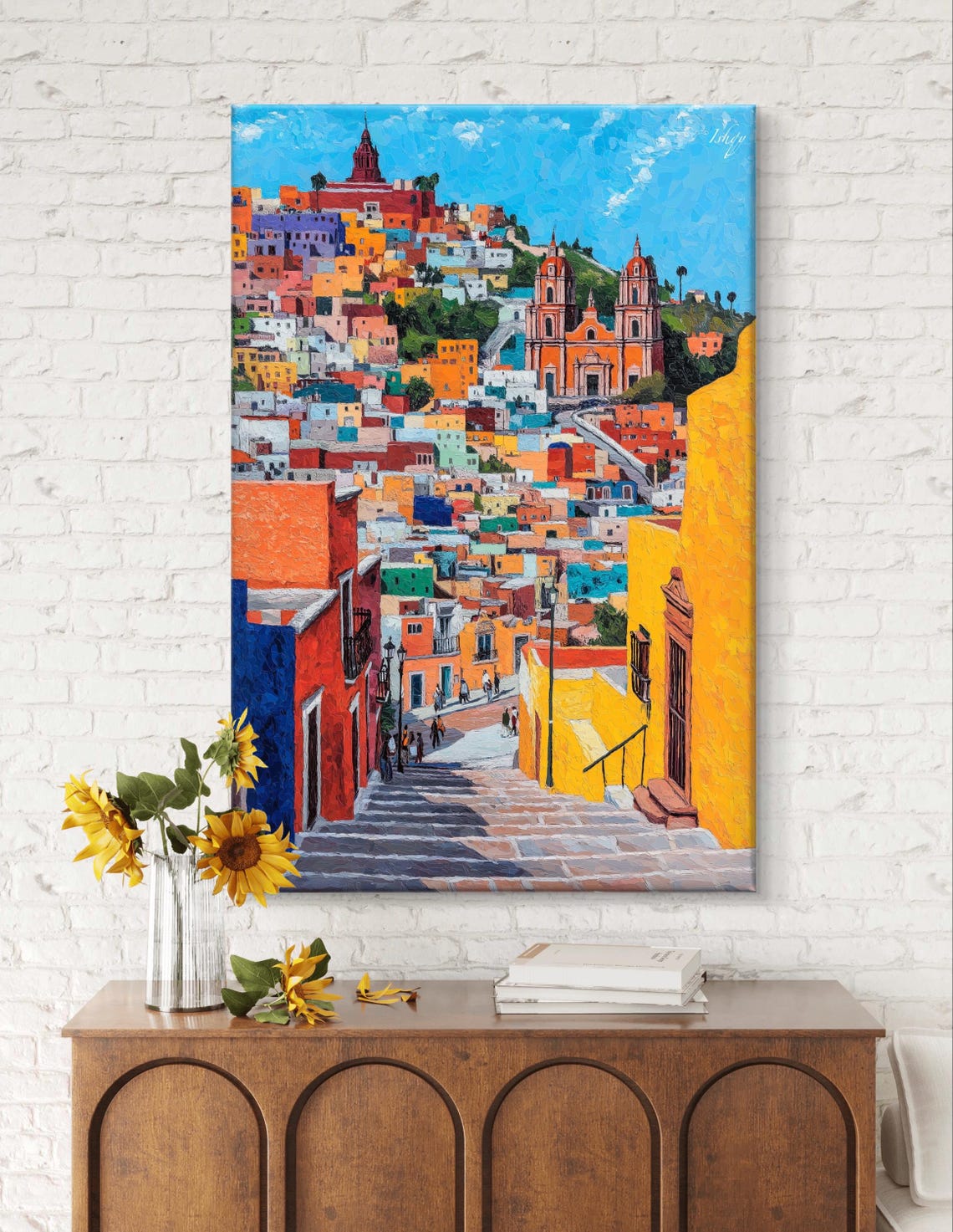Guanajuato Colorful Hillside Colonial Town Stairs View Poster - Image 6