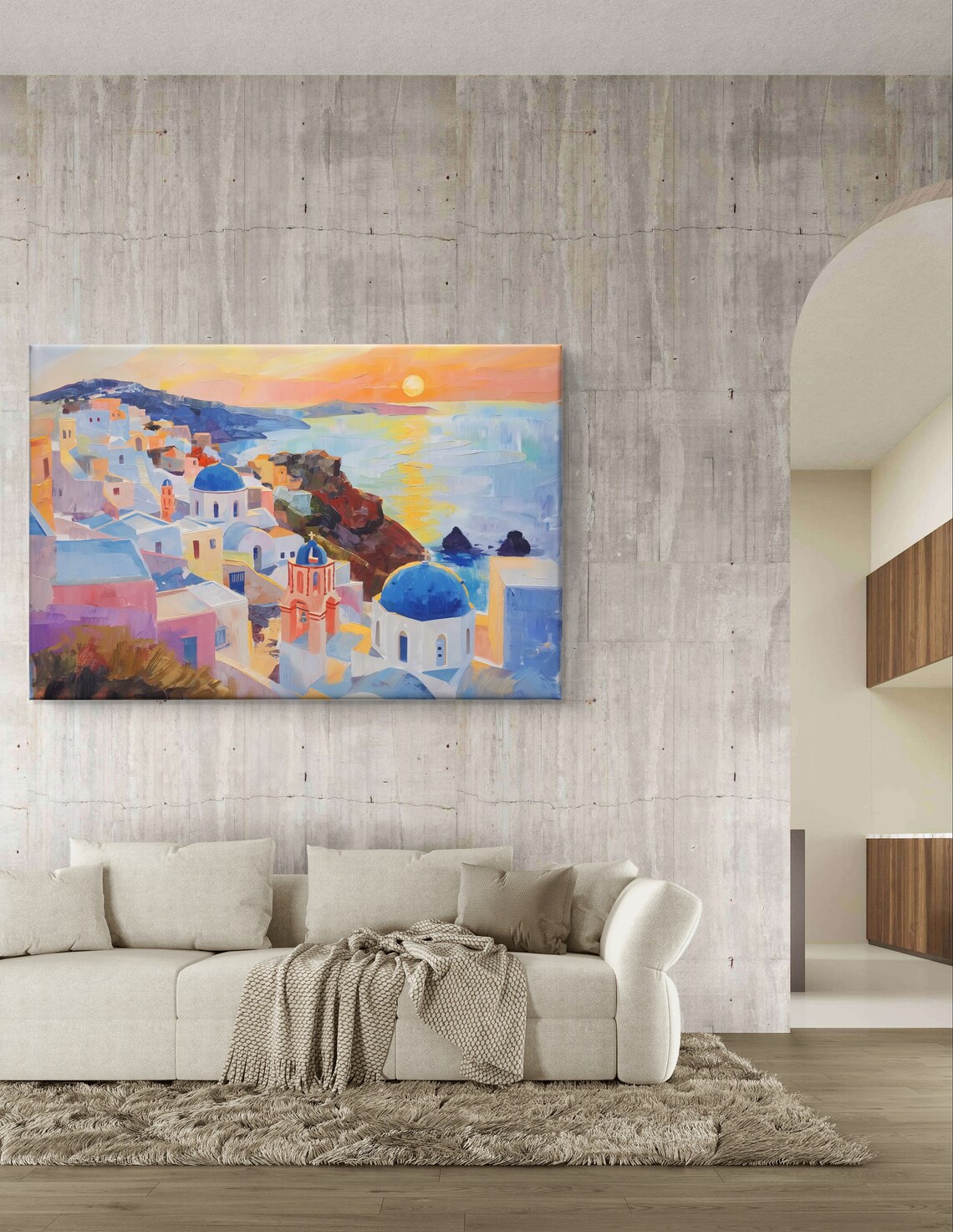 Oia Santorini Sunset Over Blue Domes and the Aegean Caldera Poster - Image 3