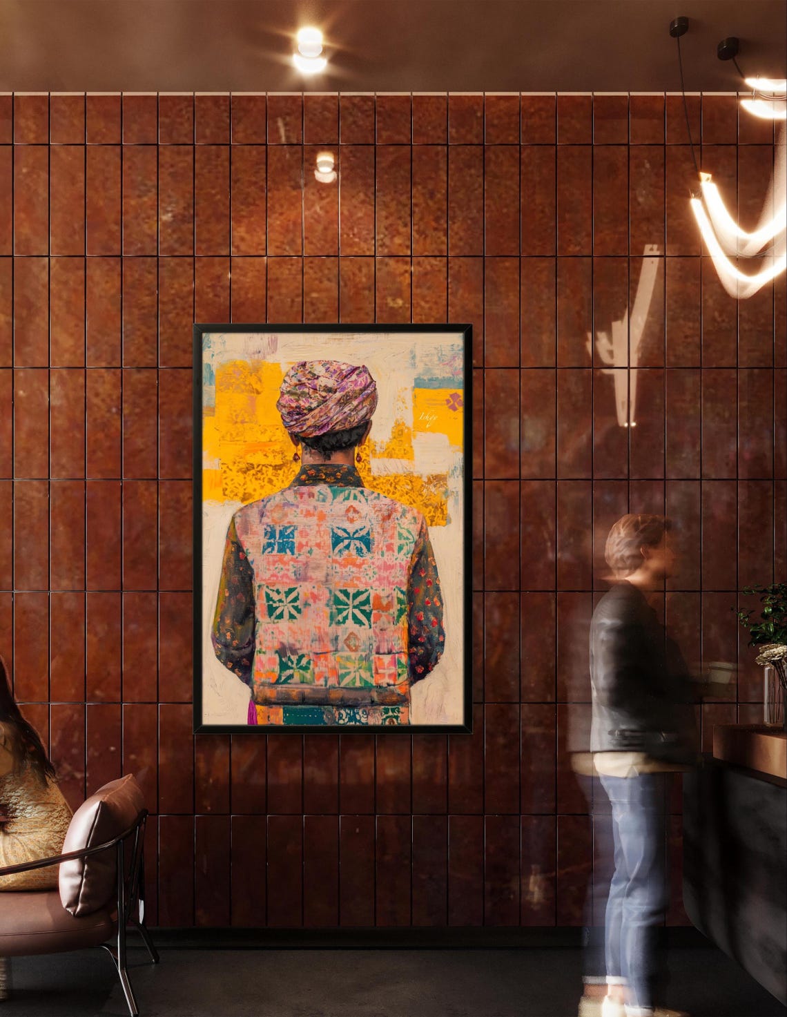 Rajasthani Man with Turban and Embroidered Vest Back View Poster - Image 2