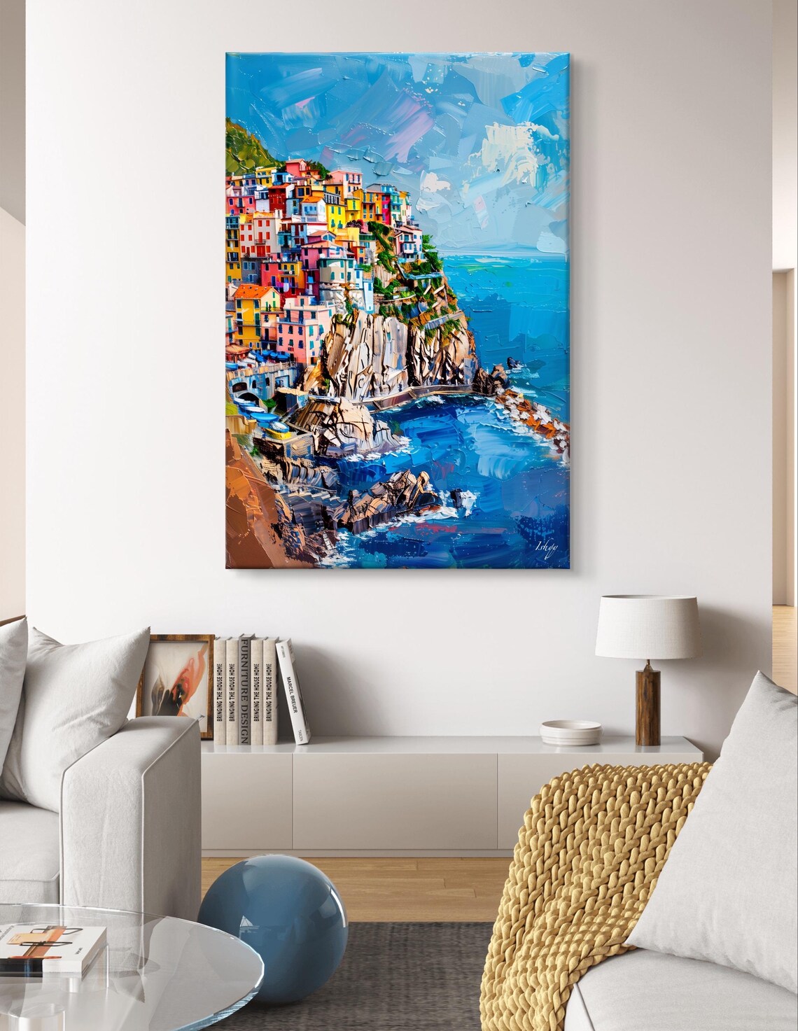 Cinque Terre Colorful Cliffside Village Over Blue Sea Art Poster - Image 7