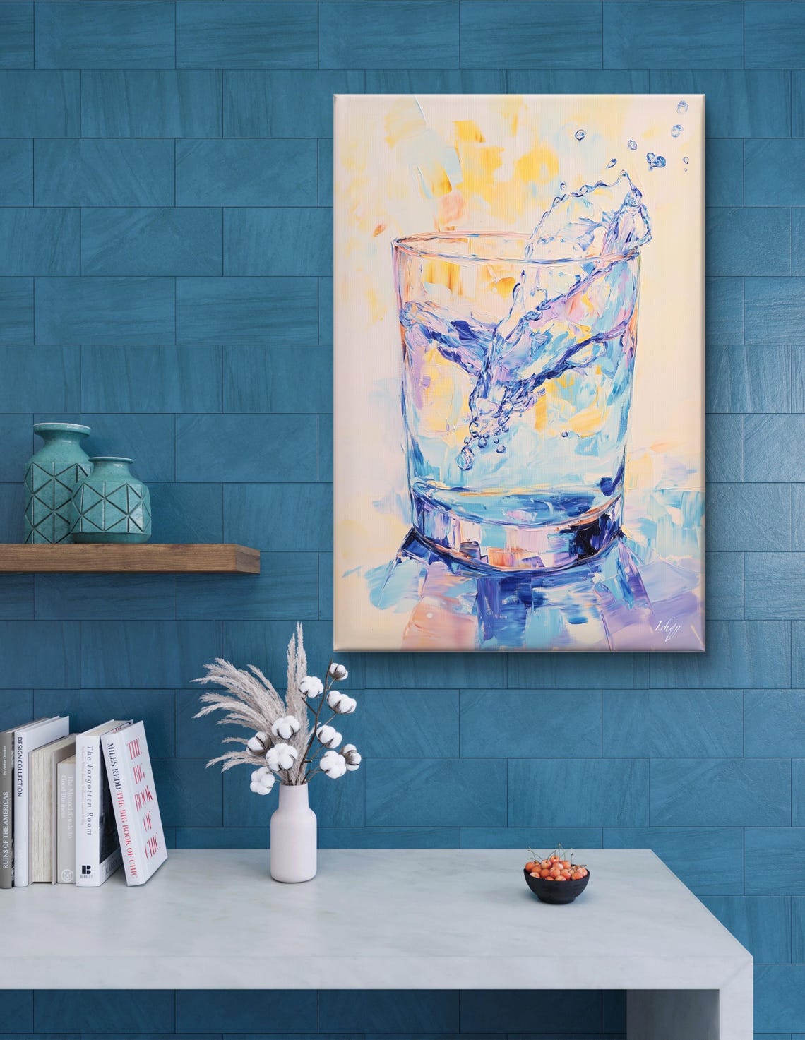 Dynamic Water Splash in a Glass Impressionist Painting Wall Poster - Image 7