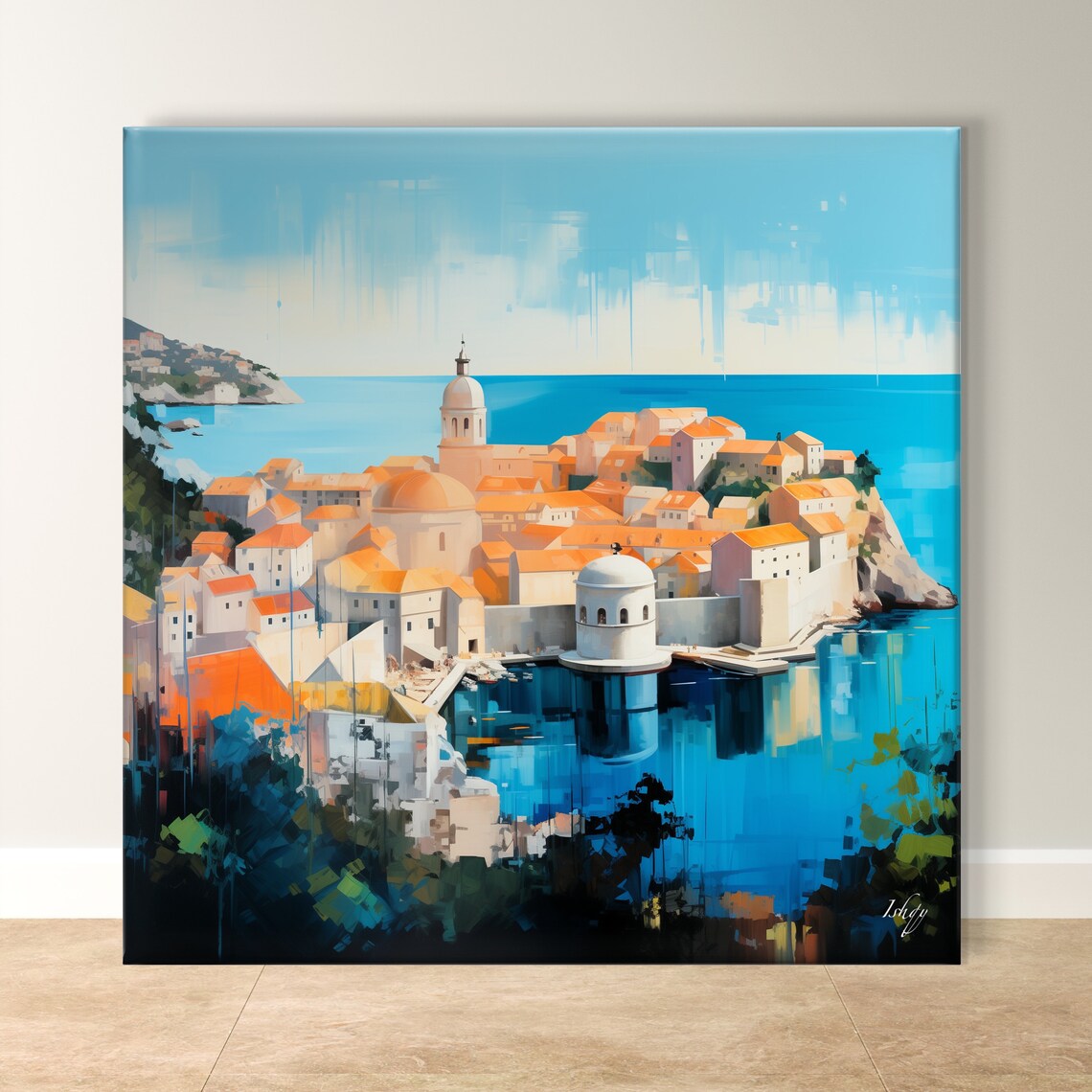 Dubrovnik Croatia Old Town Harbor and Orange Rooftops Coastal Poster