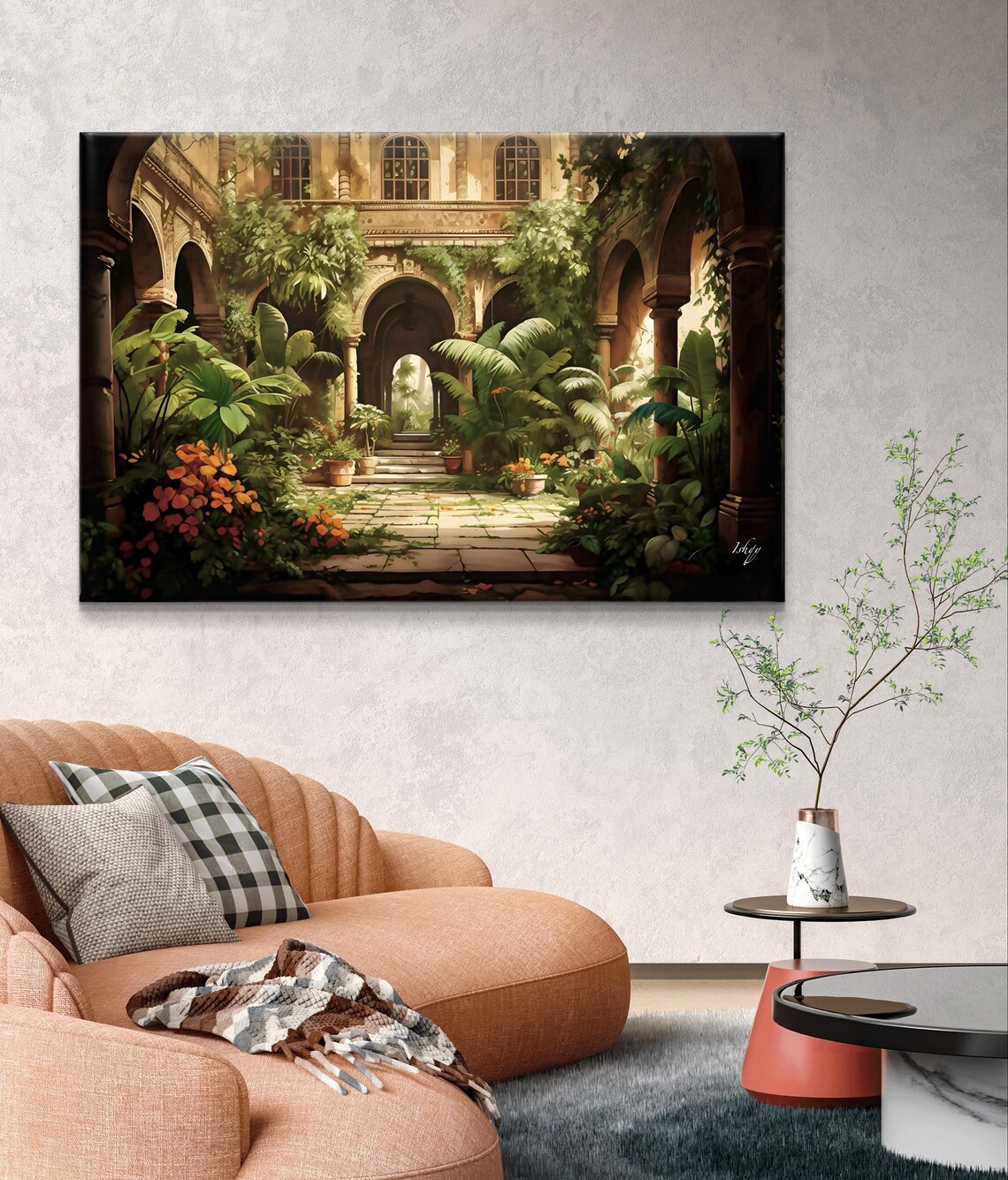 Indian Courtyard Traditional Painting Art Print - Image 5
