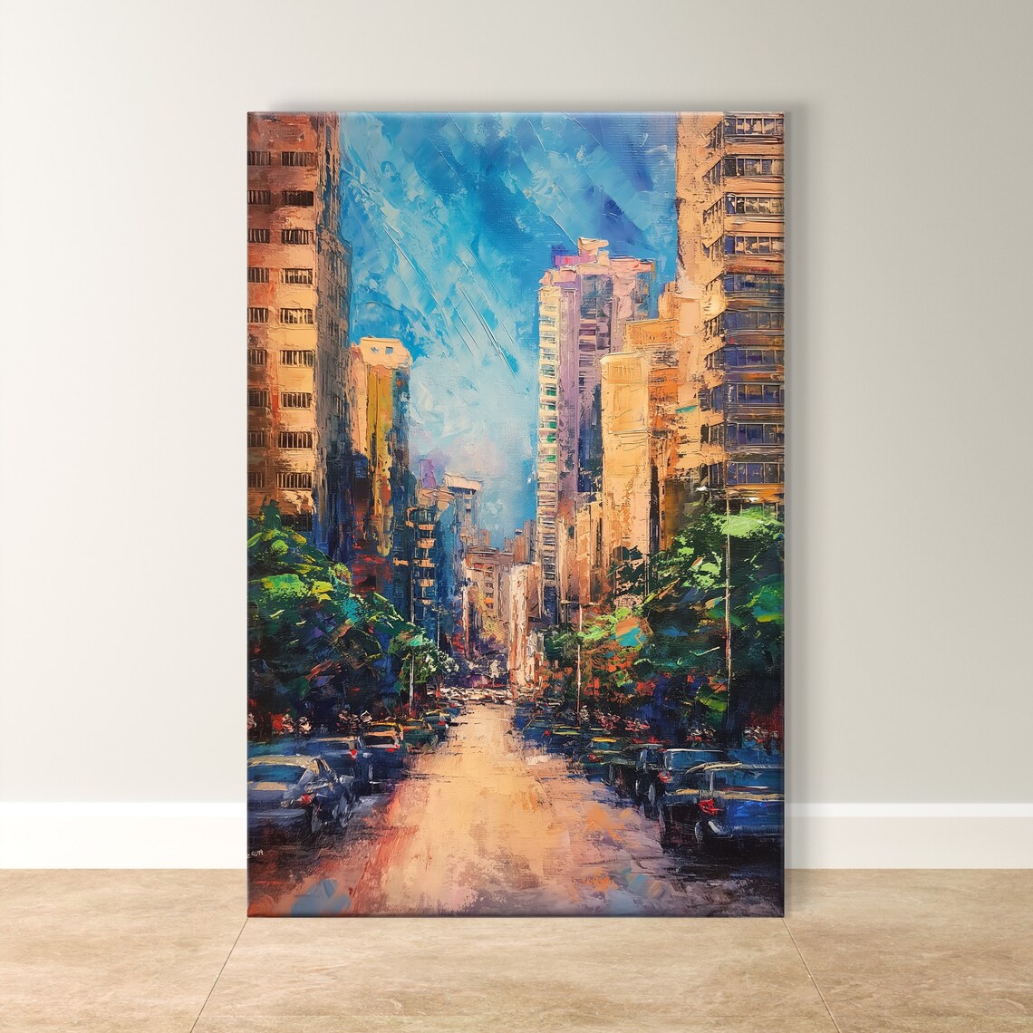 Beirut Lebanon Street Canyon Buildings Blue Sky Cityscape Art Poster