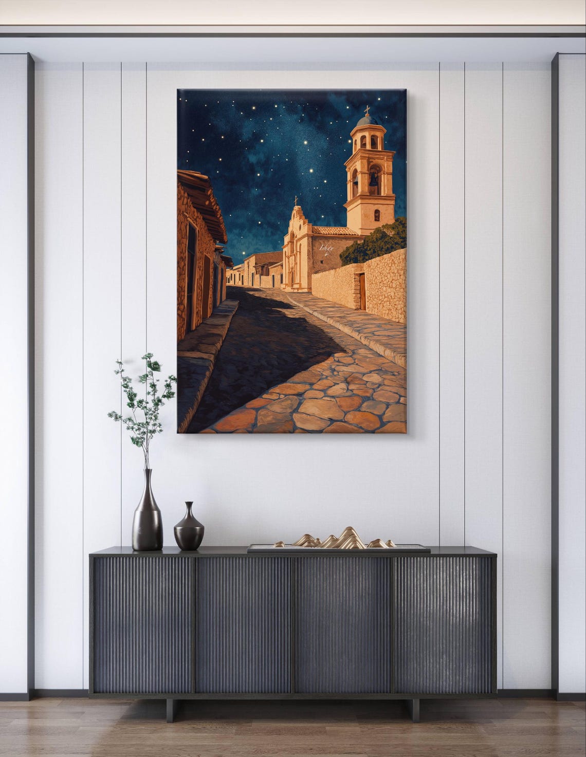 Real de Catorce Starry Night Cobblestone Mission Church Poster - Image 5
