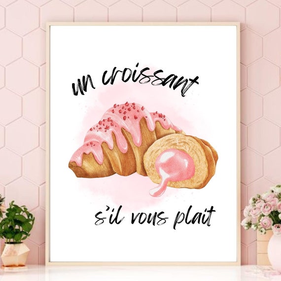 Trendy Croissant Print French Bakery Wall Art Kitchen Wall Decor Coffee Shop Decor French Breakfast Poster Un Croissant Sil Vu Plait