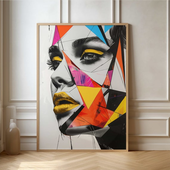 Vibrant Abstract Face Poster Bold Contemporary Art For Fashion Forward Interiors