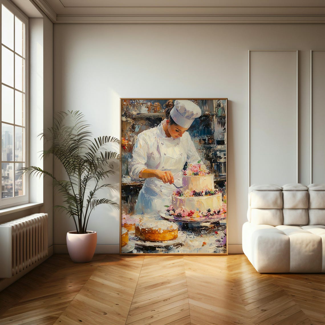 Female Pastry Chef Decorating Wedding Cakes Painting Kitchen Poster - Image 2