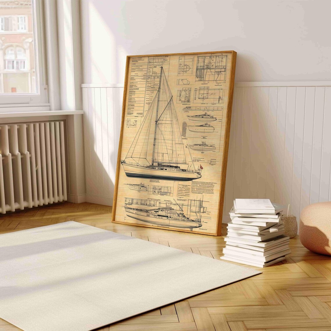 Classic Yacht Blueprint Poster, Nautical Art Print - Image 5