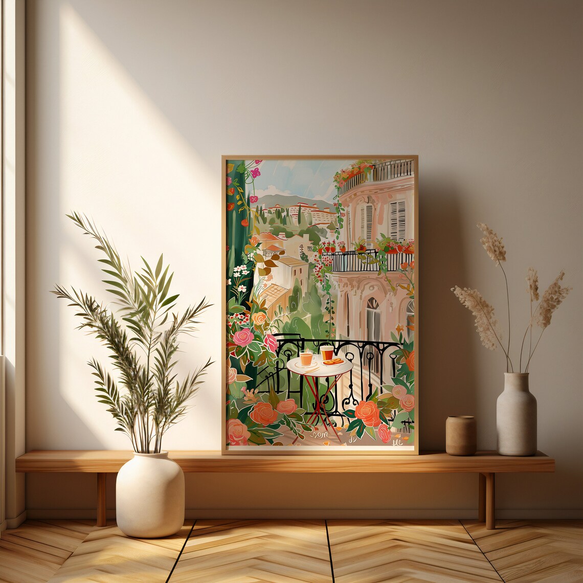 European Balcony, Romantic Italian Cafe Scene Art Print - Image 5
