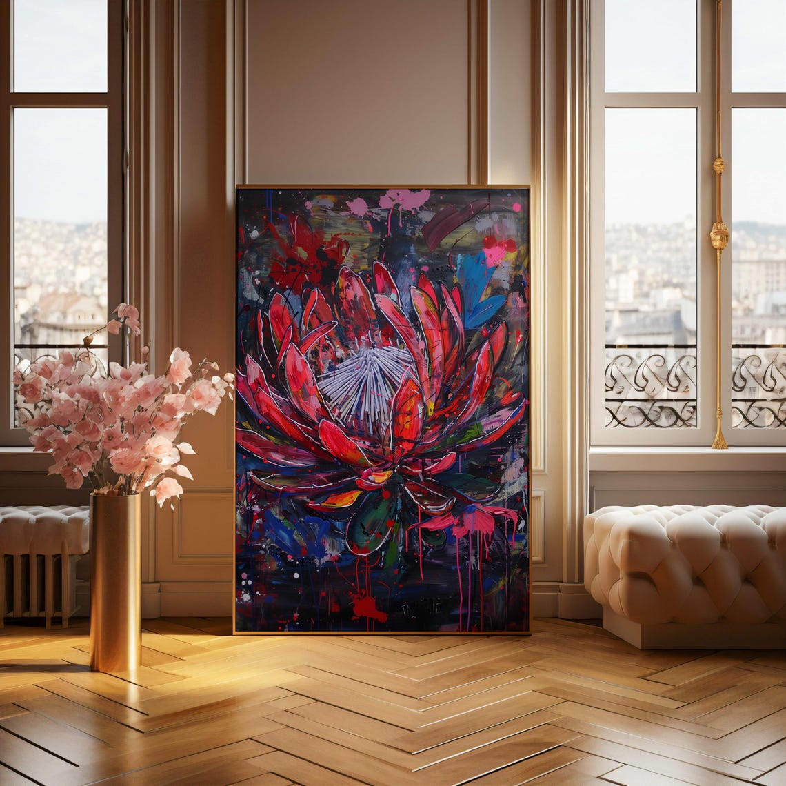 Bold Protea Flower Art Poster Stunning Abstract Floral Wall Decoration - Image 5