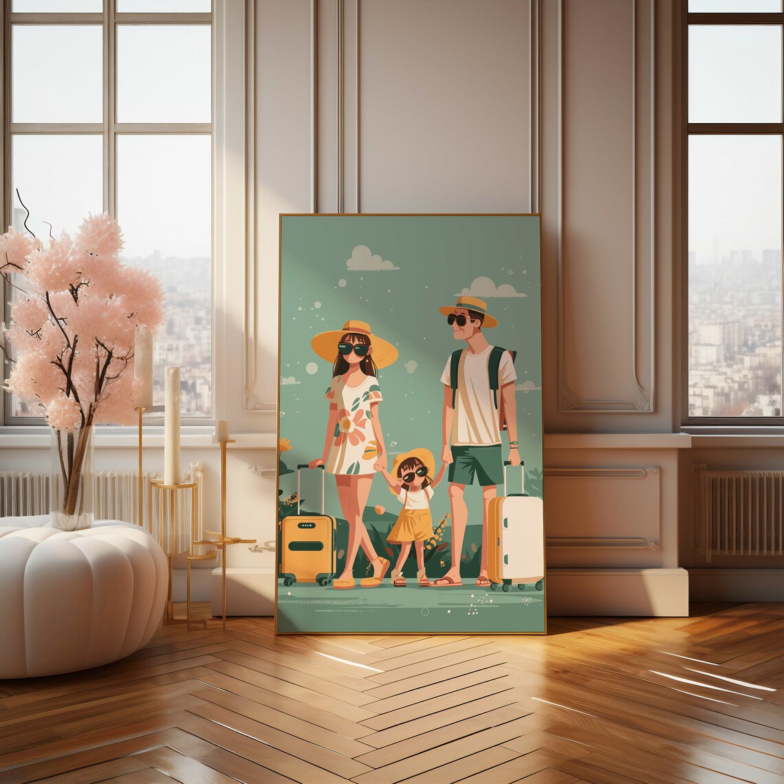 Happy Family Vacation Travel Adventure Colorful Illustration Poster - Image 4