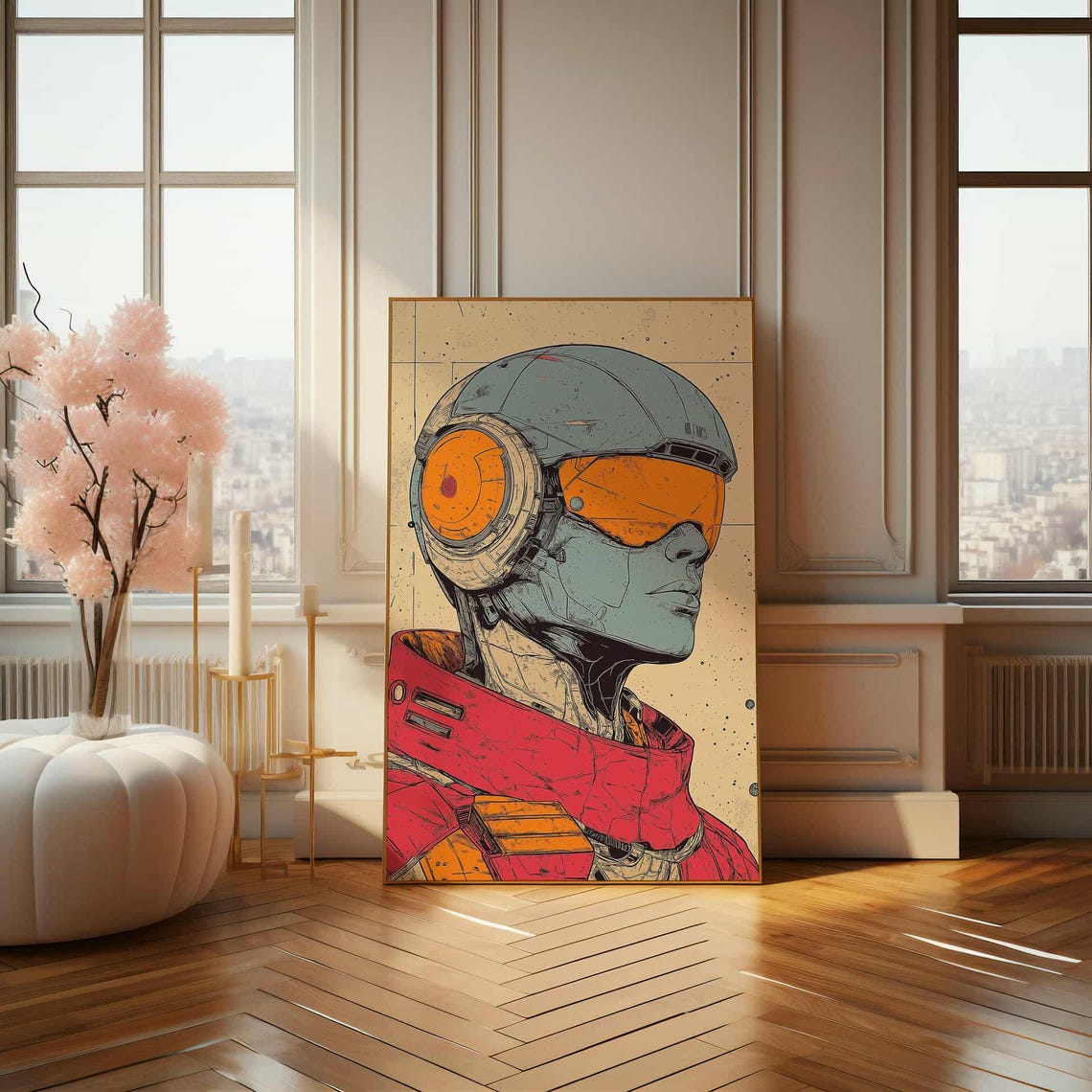 Retro Sci Fi Astronaut Portrait With Orange Visor Comic Art Poster - Image 4