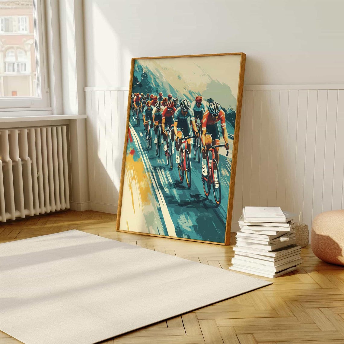 Road Cycling Race Peloton Retro Style Sports Illustration Poster - Image 4