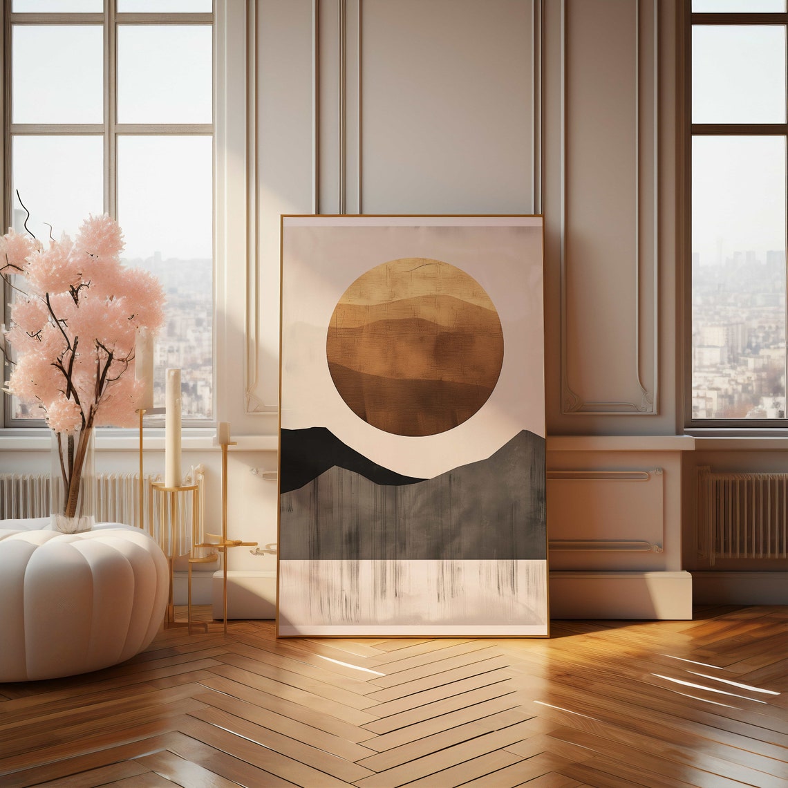 Abstract Sun And Mountains Poster Geometric Modern Wall Art Decor - Image 4