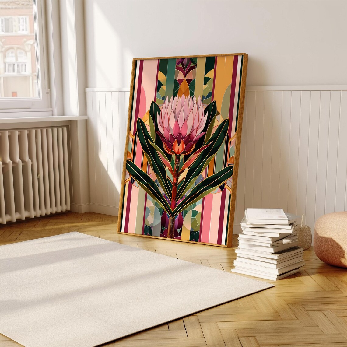 Art Deco Protea, Stained Glass Style Poster Print - Image 5
