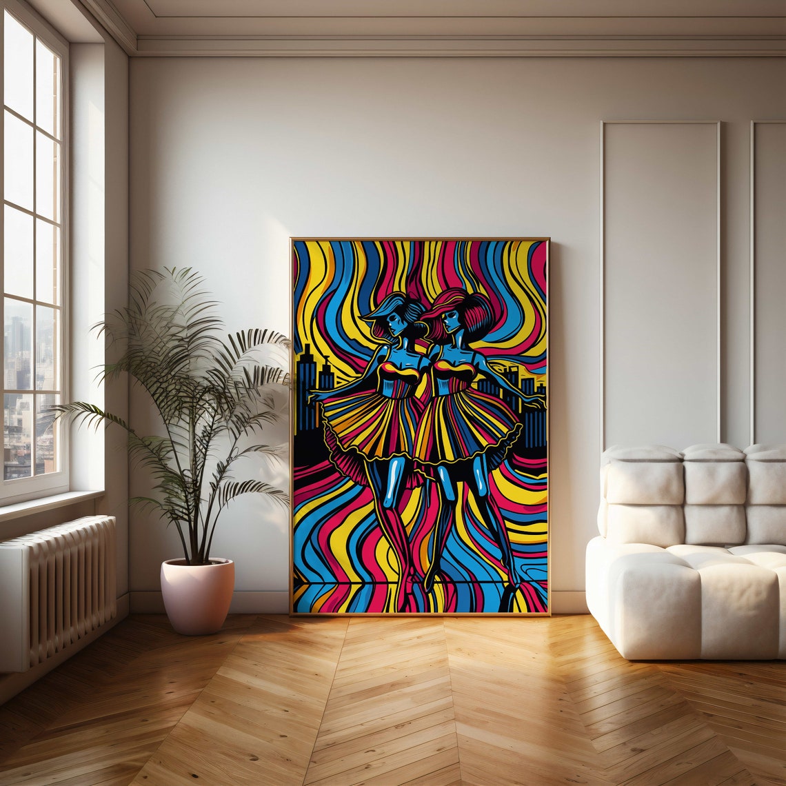 Vibrant Dancing Duo Poster Colorful Pop Art Wall Decor For Creative Spaces And Modern Interiors - Image 2