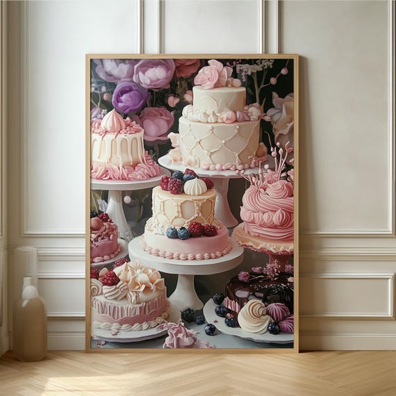 Dreamy Cake Wonderland Art Beautifully Detailed Dessert Poster For Sweet Treat Lovers And Culinary Enthusiasts