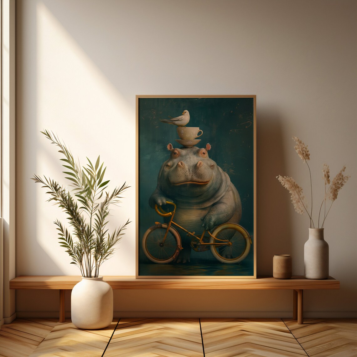 Hippo And Bird Fantasy Animal Poster, Decorative Art Print - Image 4