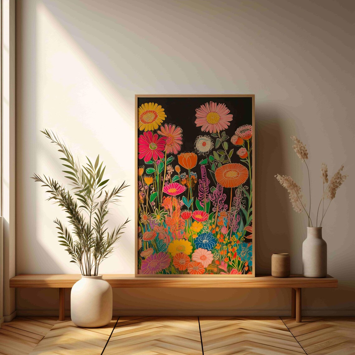 Chalk Style Flower Poster, Lively Garden Art Print - Image 3