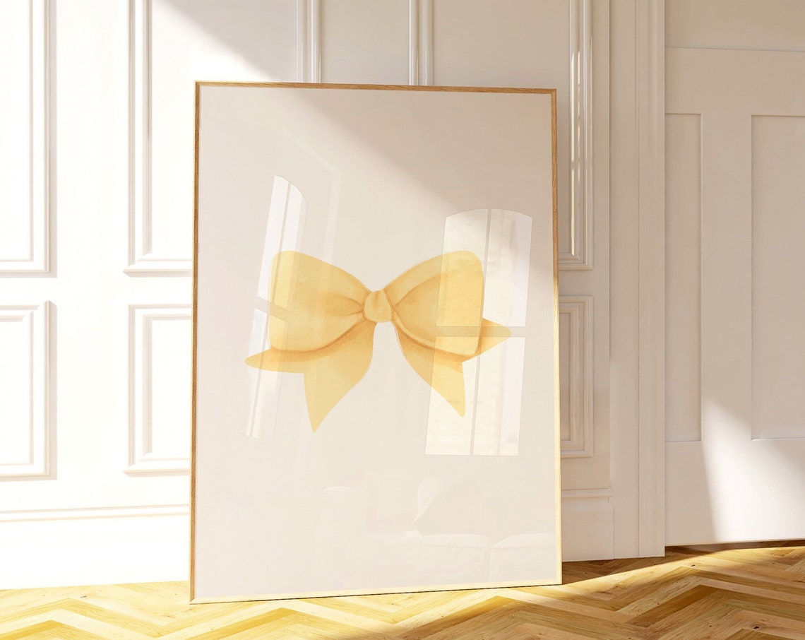 Butter Yellow Bow Minimalist Balletcore Preppy Wall Decor Poster - Image 3